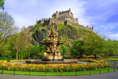 Ross fountain landmark in Princes Street Gardens, Edinburgh, Scotland, United Kingdom