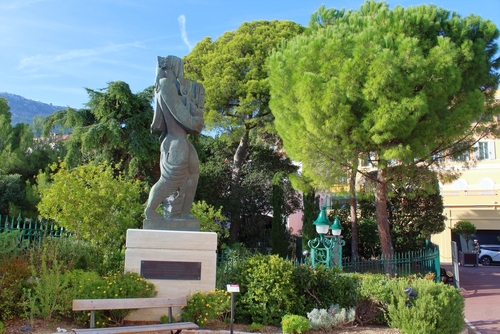 Beautiful view of Princess Grace Rose Garden and Fontvieille Park in Monaco, Cote d'Azur, France