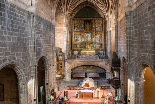 Interior of Royal Monastery of Saint Thomas, Real Monasterio de Santo Tomas, is a monastery of the Catholic Monarchs of Spain in Gothic style in Avila, Spain
