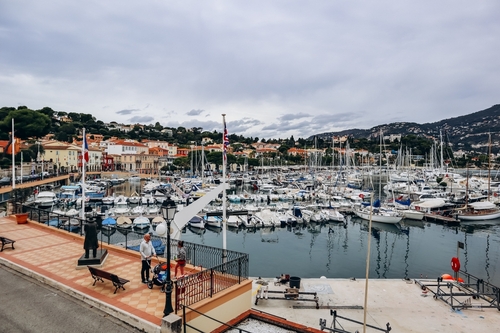 View of the port on the peninsula of Saint Jean Cap Ferrat in the French Riviera, Cote d'Azur, France