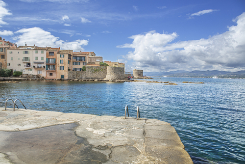 View of the Le Ponche beach in Saint Tropez, the French Riviera, Cote d'Azur, France