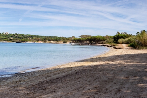 View of the Canoubier beach in Saint-Tropez, the French Riviera, Côte d'Azur, France