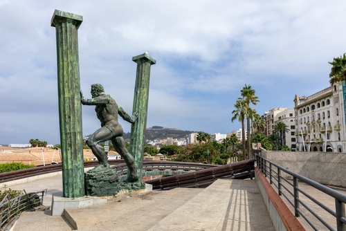 Ceuta, Spain Autonomous Spanish city in North Africa. Statue of Hercules known as the Pillars of Hercules