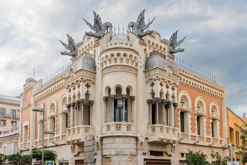 A building with dragons decorating its top in Ceuta, an autonomous Spanish city in North Africa
