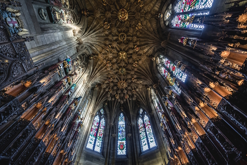Ceiling of so called Thistle Chapel in High Kirk, Cathedral of Saint Giles in Old Town of Edinburgh, Scotland, United Kingdom