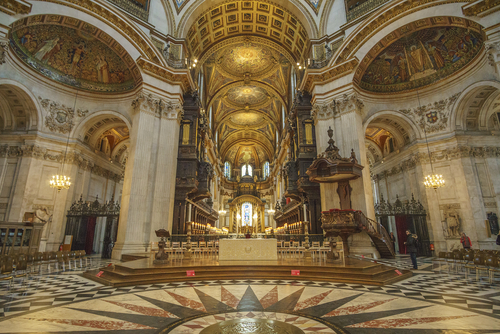 Interior of the St paul's cathedral, an Anglican cathedral, the seat of the Bishop of London and the mother church of the Diocese of London, England, UK