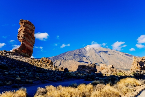 View of Roque de Garcia one of the most famous attractions in Teide National Park, Tenerife island, The Canary islands, Spain