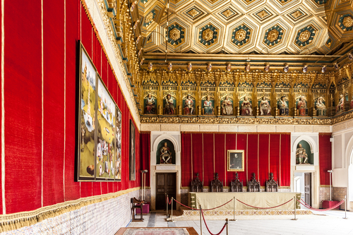 Interior of the Alcazar of Segovia (Segovia Castle), a stone fortification, Segovia, Spain. It's one of the inspirations for Walt Disney's Cinderella Castle