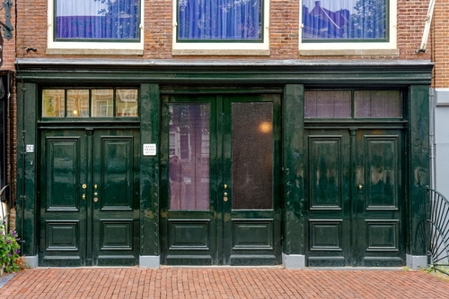 The Anne Frank house in Amsterdam, Holland. Amsterdam is The Netherlands capital, known for its artistic heritage, elaborate canal system and narrow houses with gabled facades