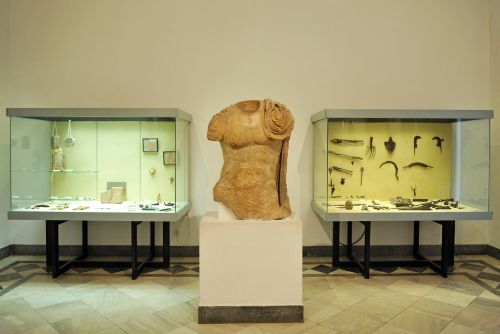 Sculptures and everyday objects found in the Roman city of Italica, Archaeological Museum of Seville, Andalusia, Spain