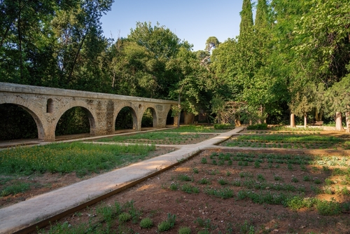 San Juan de la Cruz Aqueduct at Carmen de los Martires Gardens in Granada, Andalusia, Spain