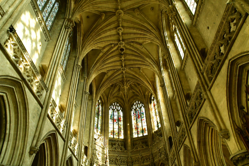 Interior view of the historical Saint Pierre church in Caen, Normandy, France