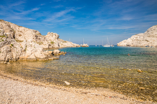 Calanque of Morgiret on the Frioul archipelago in the Mediterranean Sea off Marseille, Provence, France