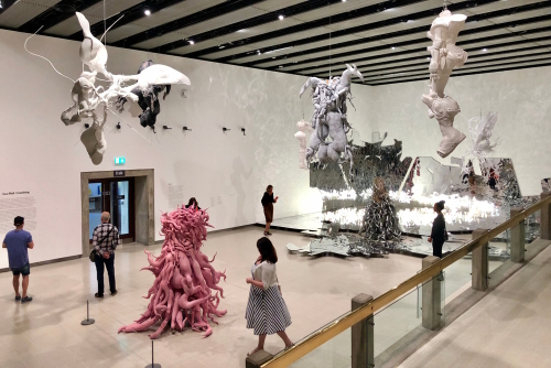 Artworks on display at an exhibition by Lee Bul, a Korean artist, at The Hayward Gallery, Southbank Centre in Waterloo, London, England, United Kingdom