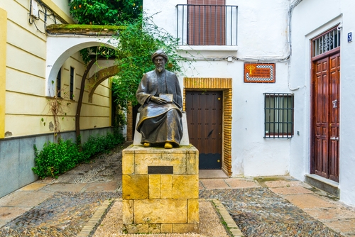 Statue of Ben Maimonides in the Jewish Quarter of Cordoba, Andalusia, Spain