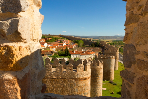 A view of the Murallas (Town Walls) in the city of Avila, a UNESCO Heritage site in Spain