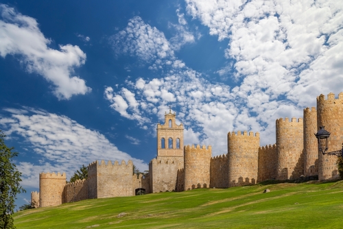 A view of the Murallas (Town Walls) in the city of Avila, a UNESCO Heritage site in Spain
