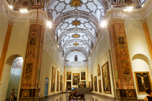 Interior decors of the museum of fine arts in Seville, Andalusia, Spain