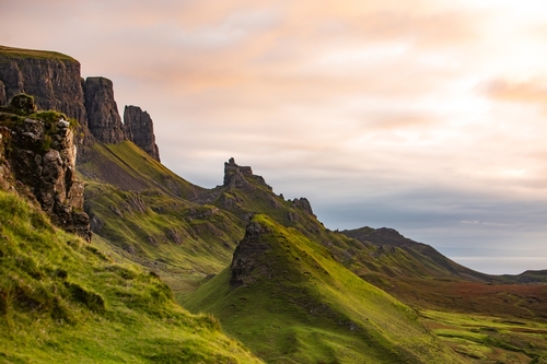 Beautiful view of the Quiraing on the Isle of Skye, Scotland, United Kingdom