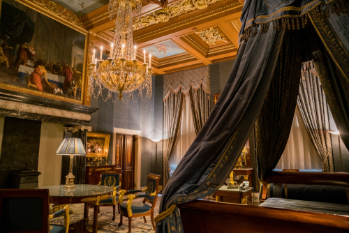 Interior view of a sleeping chamber in the Royal Palace in Amsterdam, Holland