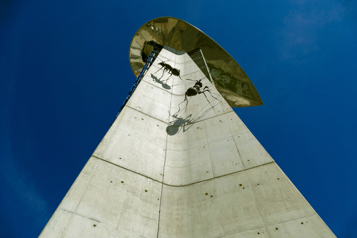 The Science Park has a 37 Meter High Tower with Giants Black Ants Climbing Up and a Viewpoint in Granada, Andalusia, Spain