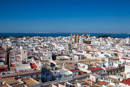 View from Tavira tower of the ancient sea city of Cadiz, Andalusia, Spain