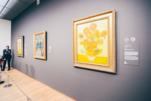 Sunflowers masterpiece by Vincent van Gogh in The Vincent Van Gogh Museum in Amsterdam, Holland