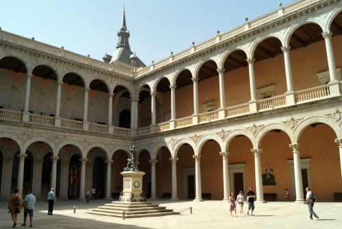 Interior view of the courtyard of the Alcazar de Toledo in Toledo, Castilla La Mancha, Spain