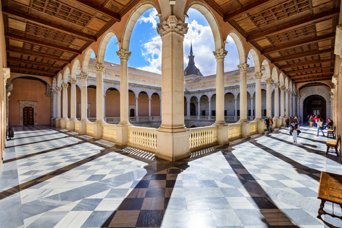 Interior view of the courtyard of the Alcazar de Toledo in Toledo, Castilla La Mancha, Spain