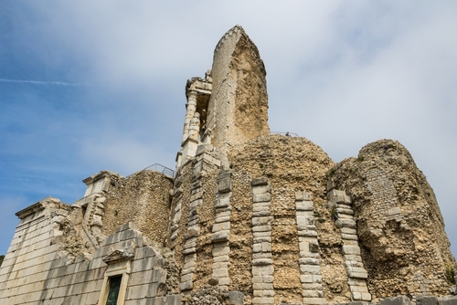 Ruins of the Trophy of Augustus (or Tropaeum Alpium) in La Turbie in the French Riviera, Cote d'Azur, France