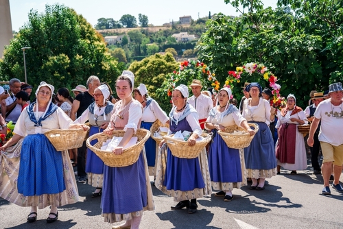 Lavender festival, traditional Provençal folklore group of musicians and dancers, Valensole, Provence, France