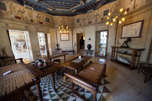 Interior view of Villa Kerylos is a Greek-style property built in the early 1900s by French archaeologist Theodore Reinach, Beaulieu sur mer, Cote d'Azur, France