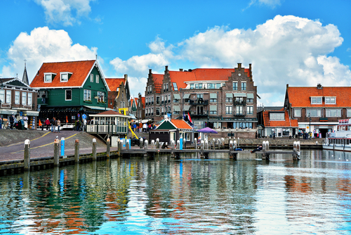 Aerial view of the picturesque village of Volendam in North Holland, the Netherlands