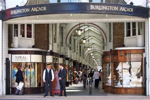 View of a covered shopping hall in Mayfair, located in the West End of London, England, UK