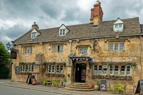Corner Cupboard Inn was built in1550 as a farmhouse it then became an Inn there are reports of the Inn being haunted by the ghost of a 12 year old girl, The Cotswolds, Gloucestershire, England, UK