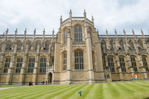 Exterior view of St. George's chapel in the Windsor Castle complex, Brekshire, England, UK