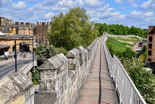 View of the York City Walls, Yorkshire, England, UK