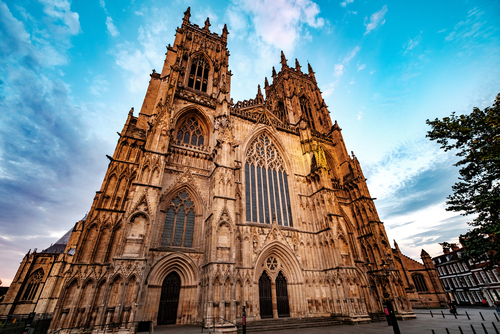 Dramatic view of the West Front of York Minster, York, England, UK
