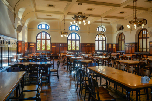 Austria's biggest beer tavern Augustiner brau - Kloster Mulln. Salzburg, Austria September 2018. Largest beer restaurant. Entire building complex, former Augustinian monastery