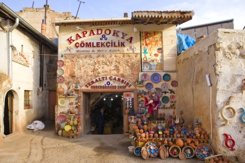 Ceramics souvenir store in downtown Avanos, Cappadocia, Nevsehir, Turkey