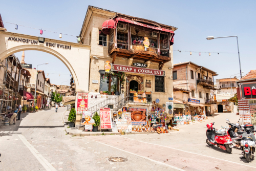 Avanos is a town and district of Nevsehir Province in the Central Anatolia region of Turkey. General view from Avanos in Nevsehir, Cappadocia, Turkey