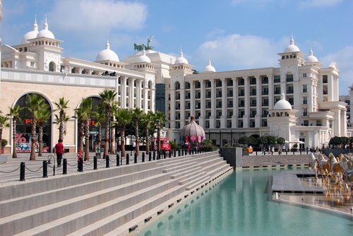 The Land of Legends shopping street, aquapark and theme park is a popular tourist destination near Belek, Antalya, Turkey