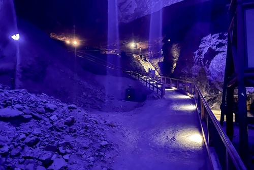 Unique and interesting cave formations inside the famous Berchtesgaden Salt Mine in Berchtesgaden, Bavaria, Germany