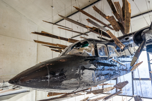 Crashed airplane from James Bond film Spectre in Gaislachkogl mountain near Solden, Tirol, Austria