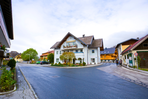 Fuschl town and Lake Fuschlsee are located in the Salzkammergut, Austria