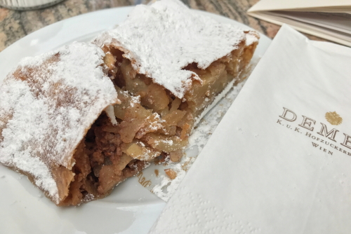 The famous Apple Strudel from Demel Cafe, one of the top ten must visit cafe of the world, Vienna, Austria