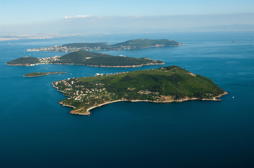 View from a Helicopter of Istanbul's Princes' Islands, Turkey