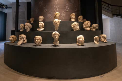 Sculptures selected through rescue excavations from ancient cities are exhibited here in Izmir's Archaeological museum, Turkey