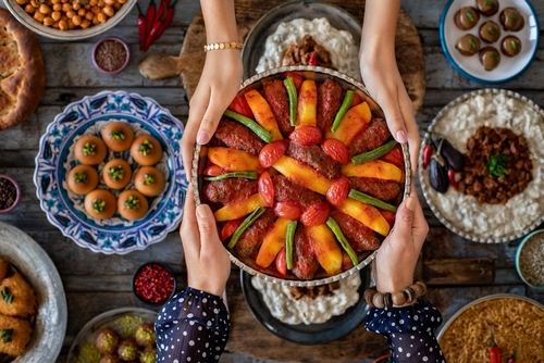 Local food named izmir kofte . İftar concept. Variation of local homemade foods in Izmir, Turkey