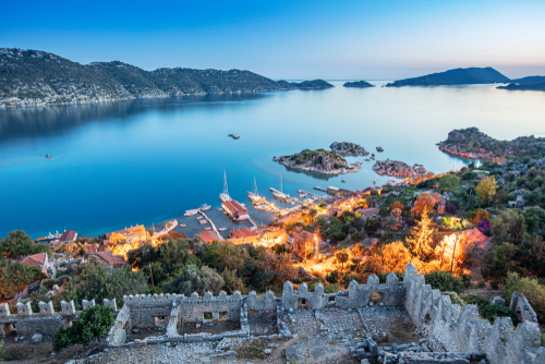 Kalekoy view in Kekova Gulf. Kekova is popular tourist destination in Antalya, Turkey
